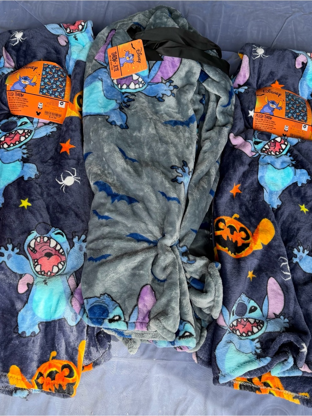 Disney Halloween Stitch Plush Throw Blankets bundle of 3 new